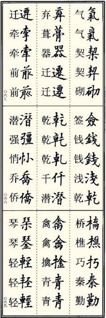 楷书异体字大全，写楷书最常用的986个异体字