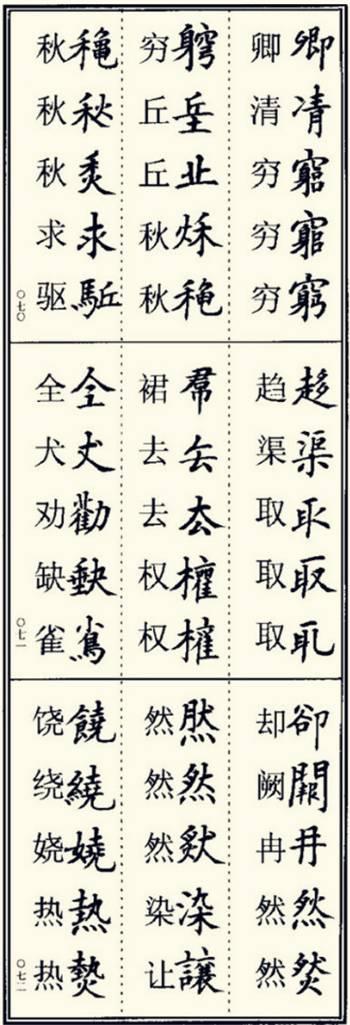 楷书异体字大全，写楷书最常用的986个异体字