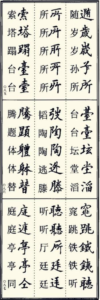 楷书异体字大全，写楷书最常用的986个异体字