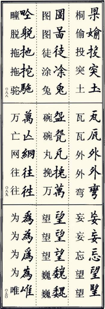楷书异体字大全，写楷书最常用的986个异体字