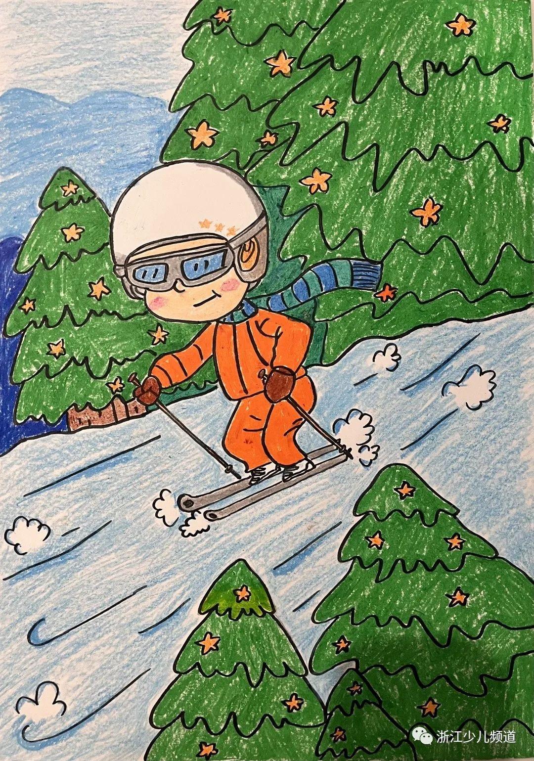 滑冰简笔画图片大全(幼儿园冰雪运动主题画)-米亚号