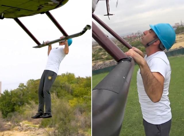 引体向上世界纪录，单臂引体向上世界纪录（男子悬挂在直升机上1分钟做23个引体向上打破世界纪录）