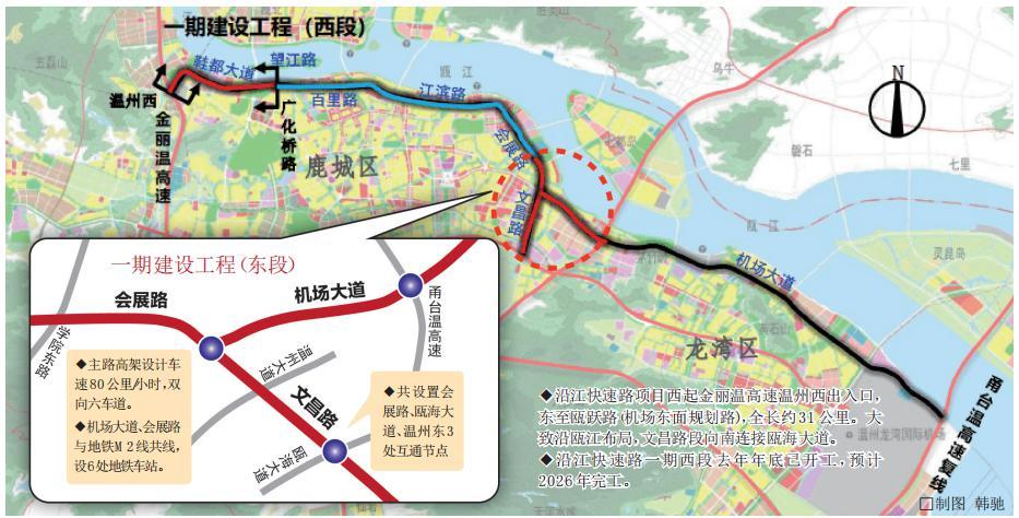 温州工程机械 温州市区将再添东西向高架！沿江快速路一期东段开工