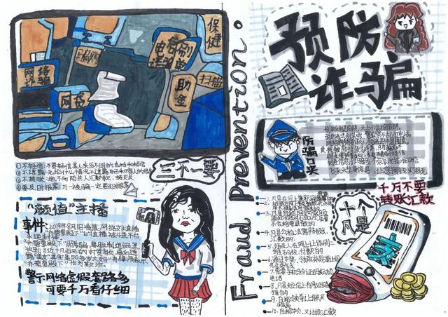 电信诈骗手抄报，电信诈骗手抄报内容简单（古镇镇中小学校反电诈优秀手抄报）