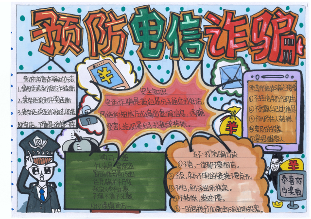 电信诈骗手抄报，电信诈骗手抄报内容简单（古镇镇中小学校反电诈优秀手抄报）