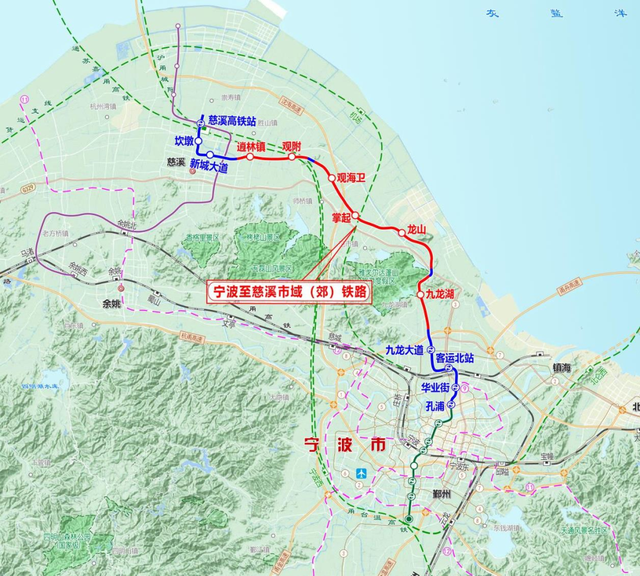 宁波地铁线路图，2021年宁波地铁线路图高清版（北端预留延伸至前湾新区的条件）