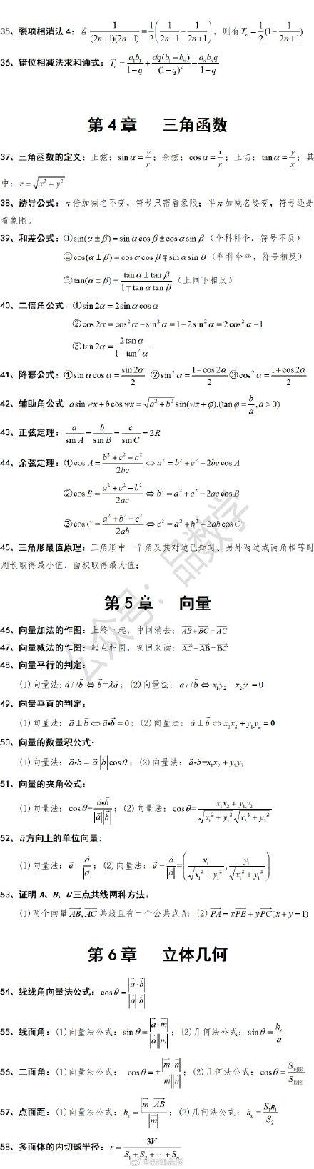 高中数学基本公式，高中数学基本公式总结（高中数学这些公式）