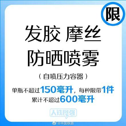 喷雾可以带上高铁吗，喷雾可以上高铁吗（铁路禁止或限制携带物品有新变化）