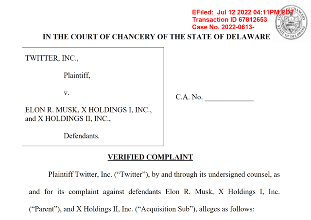 推特一股东起诉马斯克，诉求强迫他完成收购交易（推特正式起诉马斯克）