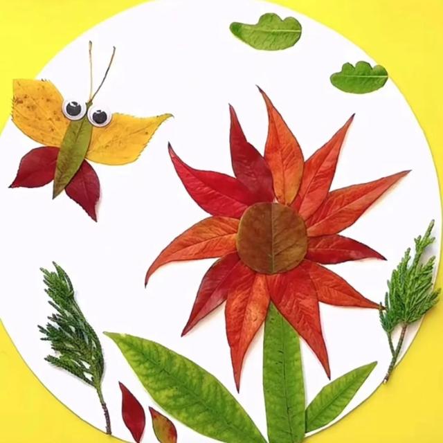 儿童手工画 树叶图片
