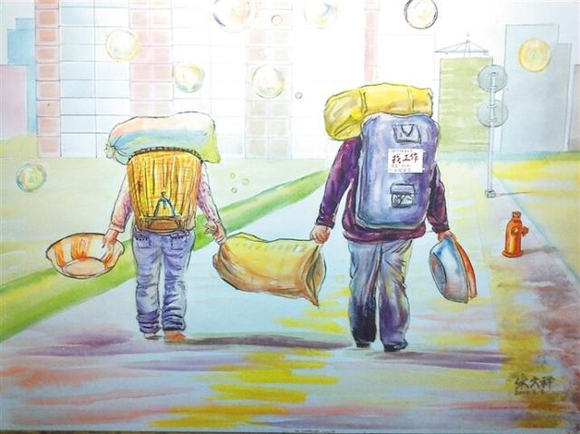 一二年级劳动图画怎么画，简笔画爱劳动的小朋友是怎么画的（朱文祥劳动系列画作品）