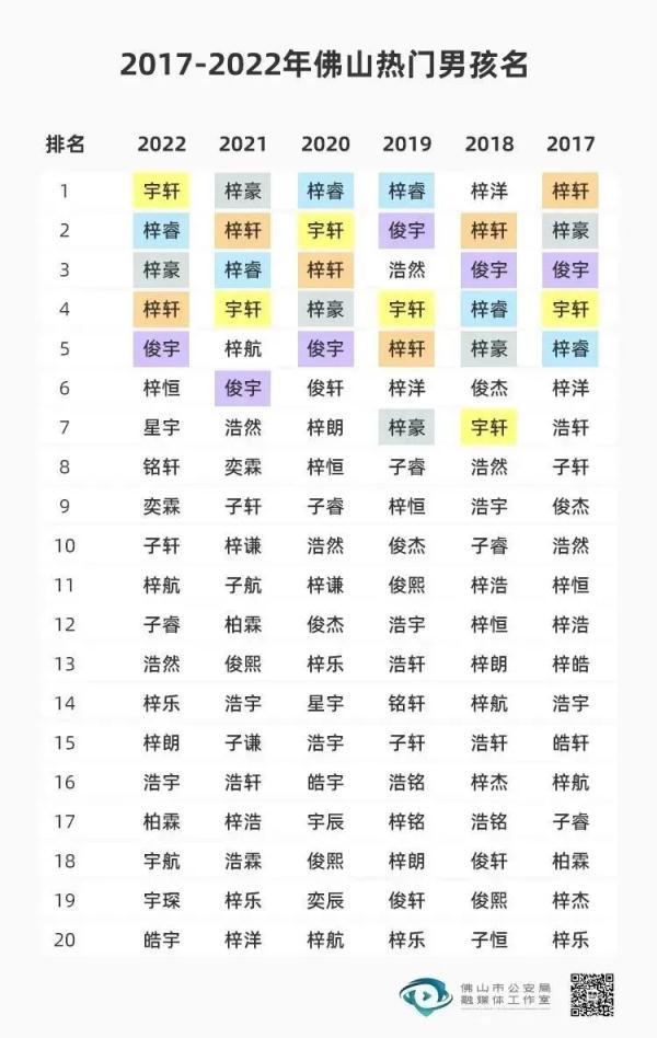 男孩聪明才华横溢的名字李，李的名字男孩好的寓意（广东一地公布2022年新生儿取名热门）