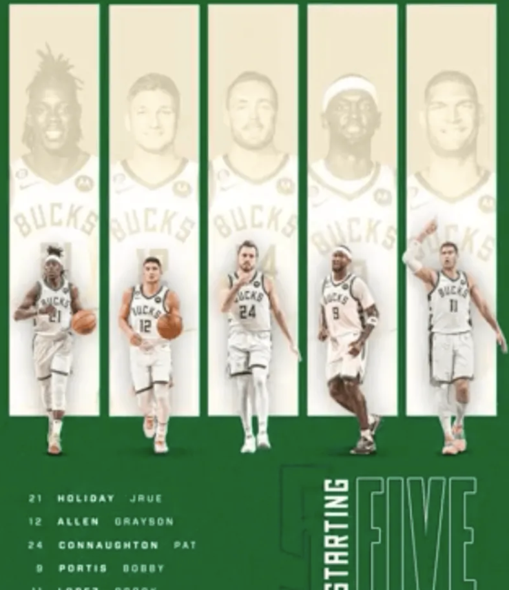 虎扑01月18日讯 雄鹿官方更新推特,公布了球队今日的首发阵容.