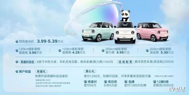 新能源车多少钱，新能源汽车一般多少钱一辆（熊猫mini正式上市售3.99万元起）