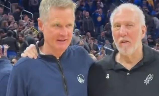nba勇士力克马刺，科尔和波波维奇赛后寒暄