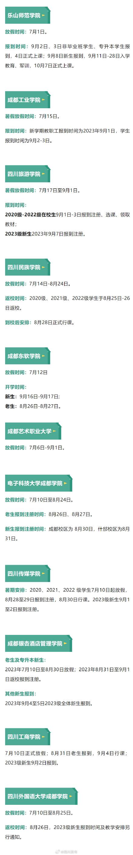 大学暑假放假时间，今年各高校暑假放假时间表（川内56所高校暑假时间安排来了）